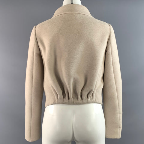 PRADA Size 4 Tan Cropped Jacket Indoor Blazer