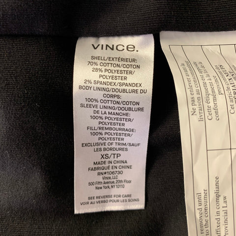 VINCE Size XS Grey Break Herringbone Cotton Polyester Puffer Jacket