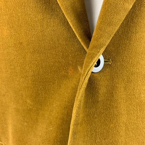 MARC JACOBS Size 40 Yellow Velvet Cotton Notch Lapel Sport Coat