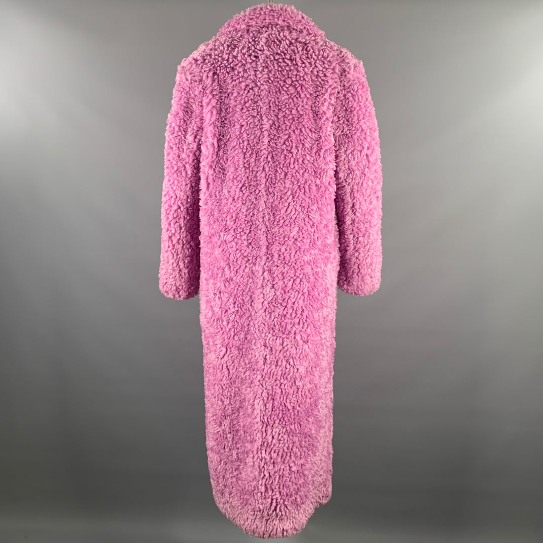 HUISHAN ZHANG Size 8 Lavender Polyester Textured Faux Fur Notch Lapel Coat