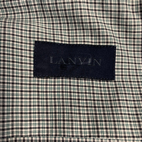LANVIN Size S White Charcoal Plaid Cotton Long Sleeve Shirt