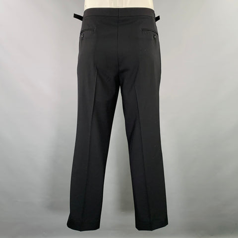 RALPH LAUREN Size 37 Black Wool Tuxedo Dress Pants