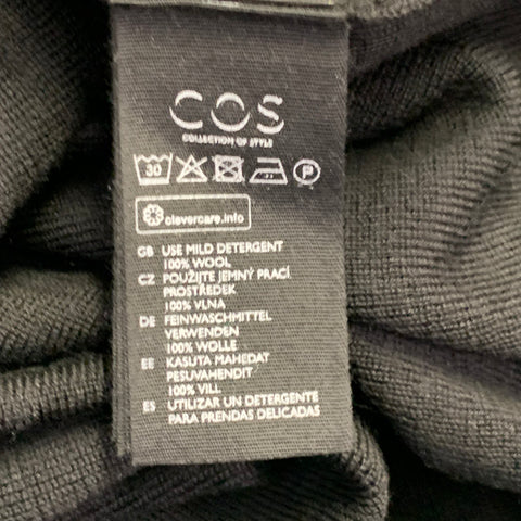 COS Size M Black Wool Two Pockets Open Front Cardigan