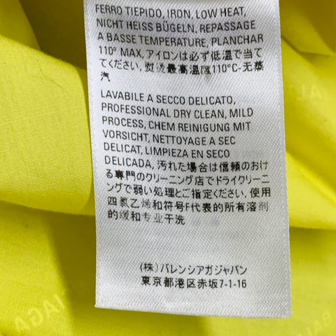 BALENCIAGA Size M Yellow White Logo Cotton Button Down Collar One Pocket Oversized Short Sleeve Shirt