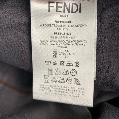 FENDI Size 30 Grey Charcoal Cotton Blend Flat Front Casual Pants