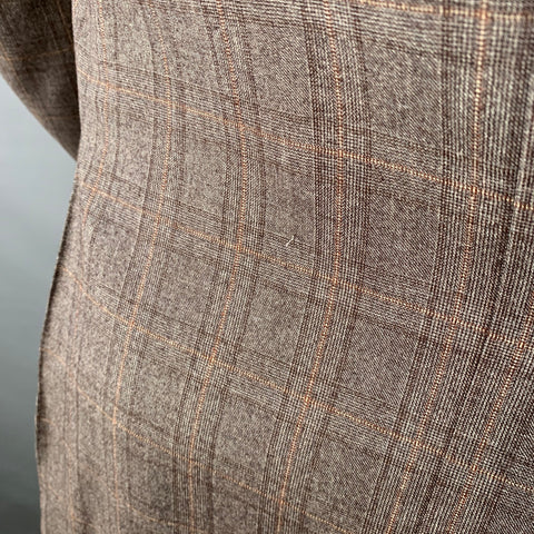 CANALI Size 42 R  Brown Tan Plaid Wool Notch Lapel Sport Coat