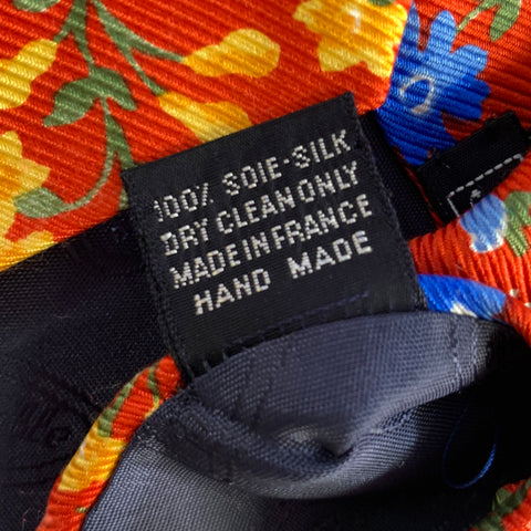 FACONNABLE Red Blue Yellow Floral Silk Tie