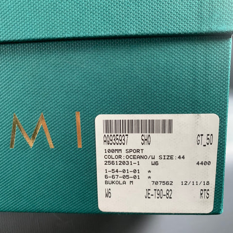 BUSCEMI Size 11 100MM Navy White Two Toned Leather High Top Sneakers