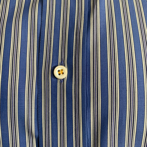 DSQUARED2 Size L White Blue Stripe Cotton Long Sleeve Shirt
