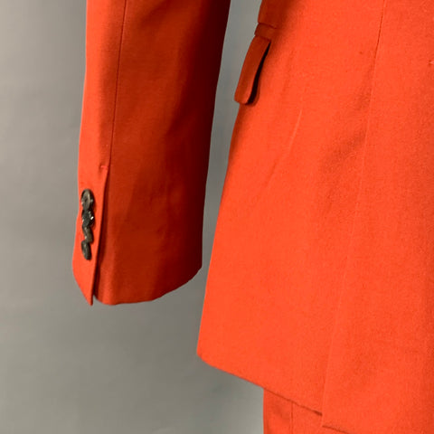 ACNE STUDIOS Size 34 Brick Polyester Cotton Twill Notch Lapel Wide Leg Suit