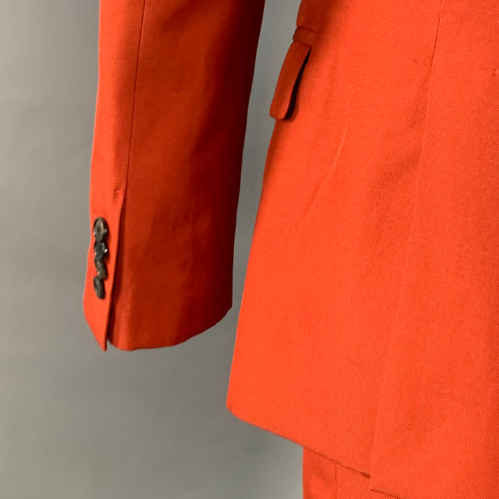 ACNE STUDIOS Size 34 Brick Polyester Cotton Twill Notch Lapel Wide Leg Suit