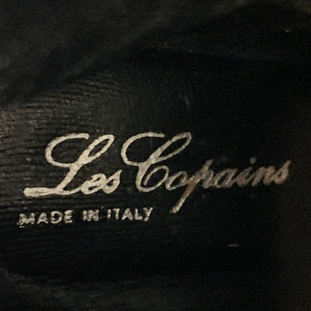 LES COPAINS Size 7 Black Silver Leather Back Zipper Calf High Stiletto Boots