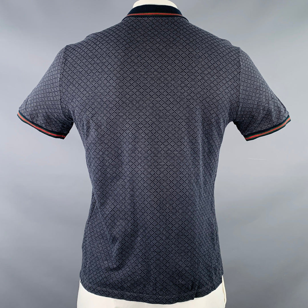 GUCCI Size XL Navy Red Diamond Cotton Contrast Trim Polo