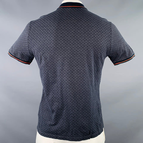 GUCCI Size XL Navy Red Diamond Cotton Contrast Trim Polo