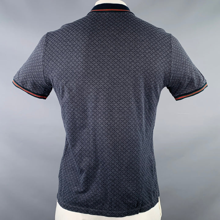 GUCCI Size XL Navy Red Diamond Cotton Contrast Trim Polo