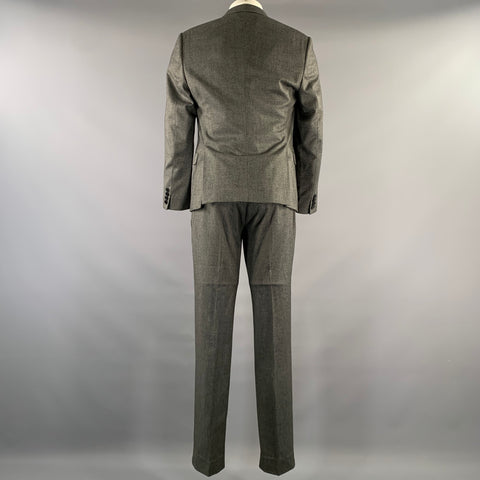 THE SUITS ANTWERP Chest Size 40 Grey Stripe Polyester Blend Peak Lapel 34 Suit