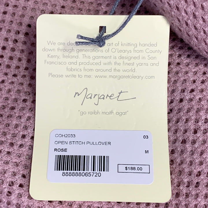 MARGARET OLEARY Size M Pink Cotton Waffle Knit Long Sleeve Casual Top
