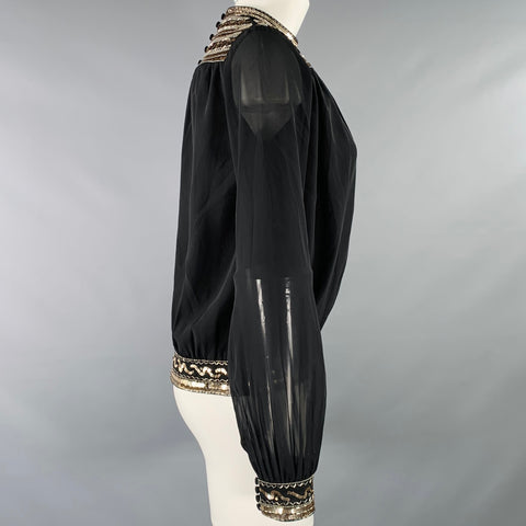 THE KOOPLES Taille S Blouse Manches Longues Noir Or Polyester