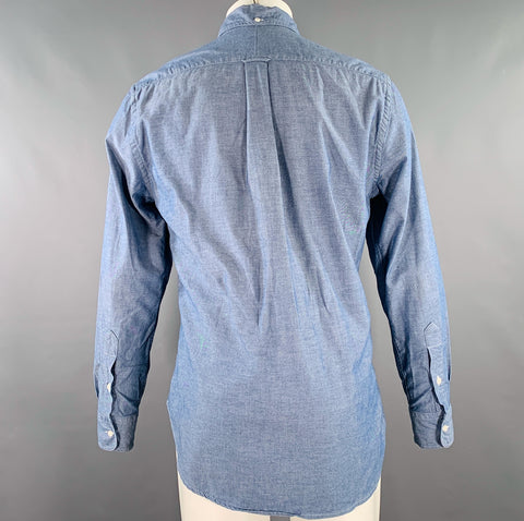 GITMAN BROS Size M Blue Oxford One Pocket Long Sleeve Shirt
