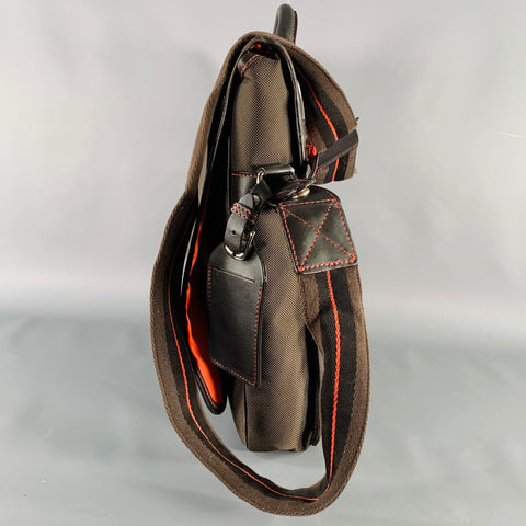 Sac bandoulière en toile marron et noire MULHOLLAND