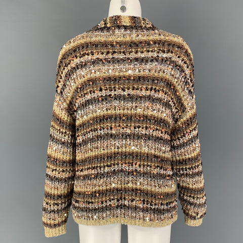 BRUNELLO CUCINELLI Talla S Cárdigan de poliamida y algodón beige plateado