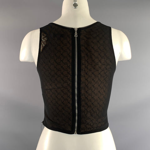 MIAOU Size S Black Tan Polyester Monogram Bustier Dress Top