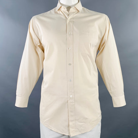 BROOKS BROTHERS Size L Cream Cotton Spread Collar Long Sleeve Shirt