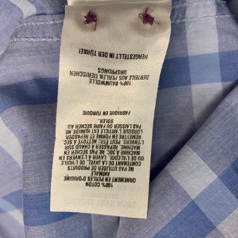 TED BAKER Size S Blue Light Blue Plaid Cotton One Pocket Long Sleeve Shirt