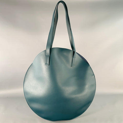 CAMPO MARZIO Blue Leather Oversized Circle Tote Bag