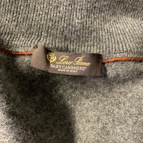 LORO PIANA Size M Grey Knit Cashmere 1/4 Zip Sweater