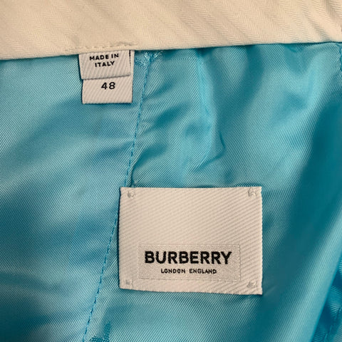 BURBERRY Size 38 Aqua Wool Peak Lapel Double Breasted Suit