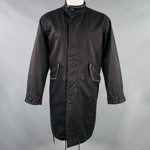 SAINT LAURENT Manteau en coton clouté noir Taille 40