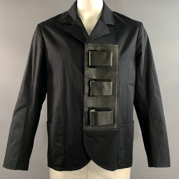 WALTER VAN BEIRENDONCK Size 42 Black Cotton Elastane Jacket