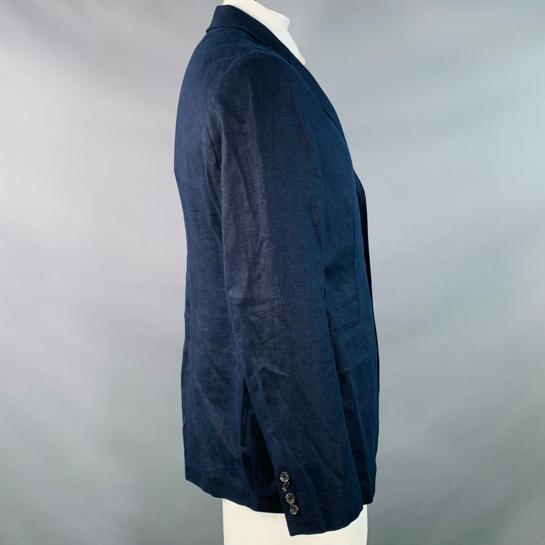 POLO by RALPH LAUREN Size 42 Regular Navy Woven Linen Sport Coat