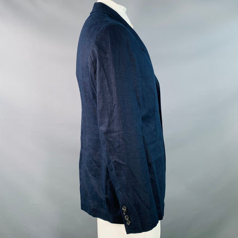 POLO by RALPH LAUREN Size 42 Regular Navy Woven Linen Sport Coat