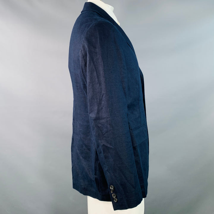 POLO by RALPH LAUREN Size 42 Regular Navy Woven Linen Sport Coat