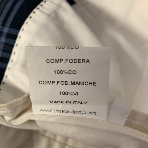 MICHAEL BASTIAN Size 36 Navy Blue Plaid Cotton Peak Lapel Sport Coat