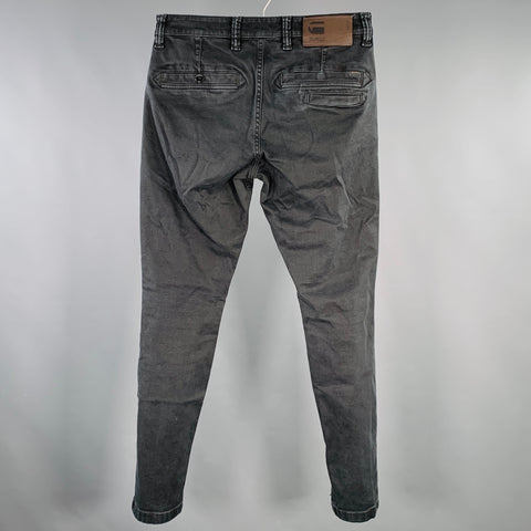 G-STAR Size 31 Skinny Chino Black Twill Cotton Blend Zip Fly Jeans