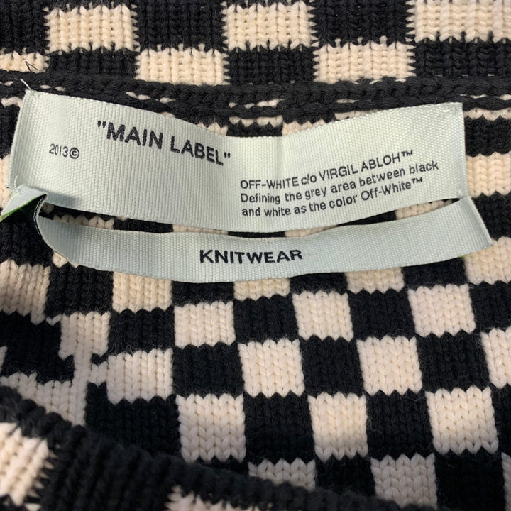 OFF-WHITE Size S Black White Knit Checkered Pull On Sweater