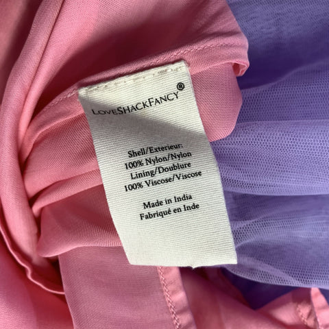 LOVE SHACK FANCY Size XS Pink Blue & Purple Nylon Mesh Elastic Waistband Skirt
