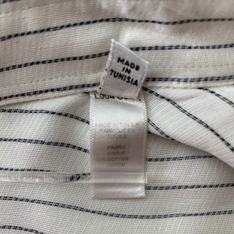 ARMANI COLLEZIONI Size L White Black Stripe Cotton Relax Long Sleeve Shirt