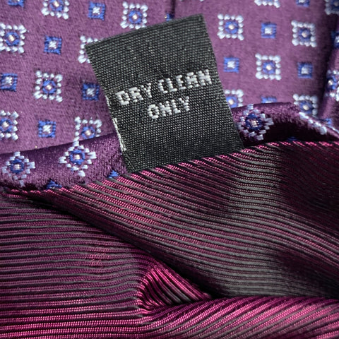 BORRELLI Purple White Squares Silk Tie