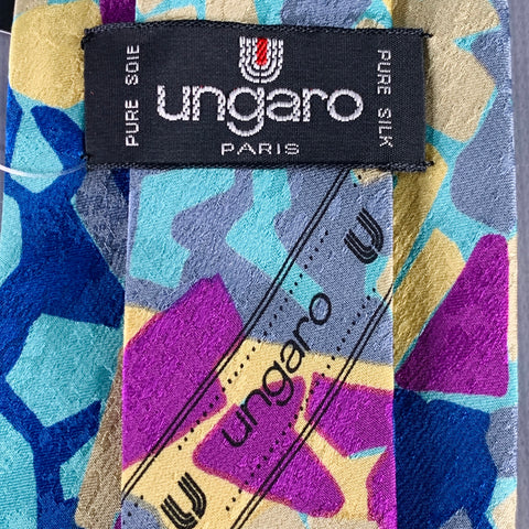 UNGARO Multi Color Abstract Silk Tie