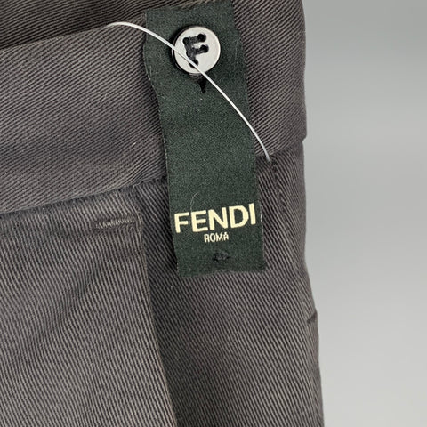 FENDI Size 30 Grey Charcoal Cotton Blend Flat Front Casual Pants