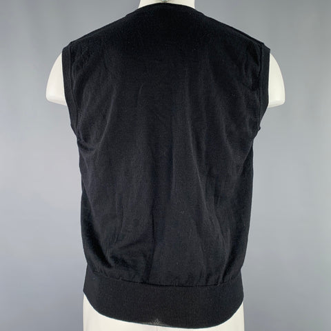 BERGDORF GOODMAN Gilet en laine col V noir taille M