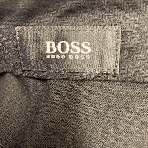 HUGO BOSS Size 30 Black Grey Pinstripe Cotton Velvet Dress Pants