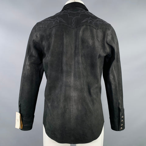 RRL by RALPH LAUREN Size M Black Sheepskin Suede Western Long Sleeve Shirt
