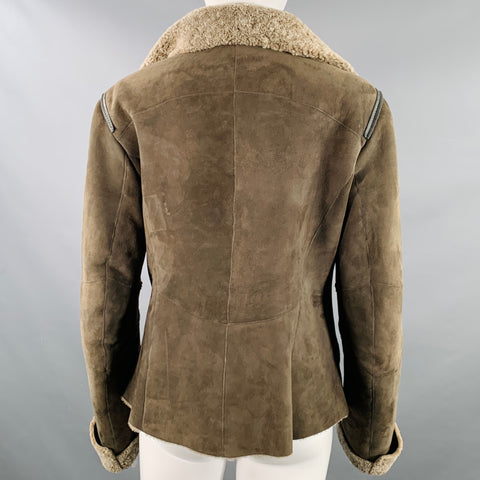 GERARD DAREL Size 2 Grey Taupe Sheepskin Shearling Double Zipper Jacket