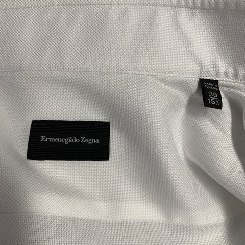 ERMENEGILDO ZEGNA Size S White Cotton Cutaway Collar Long Sleeve Shirt