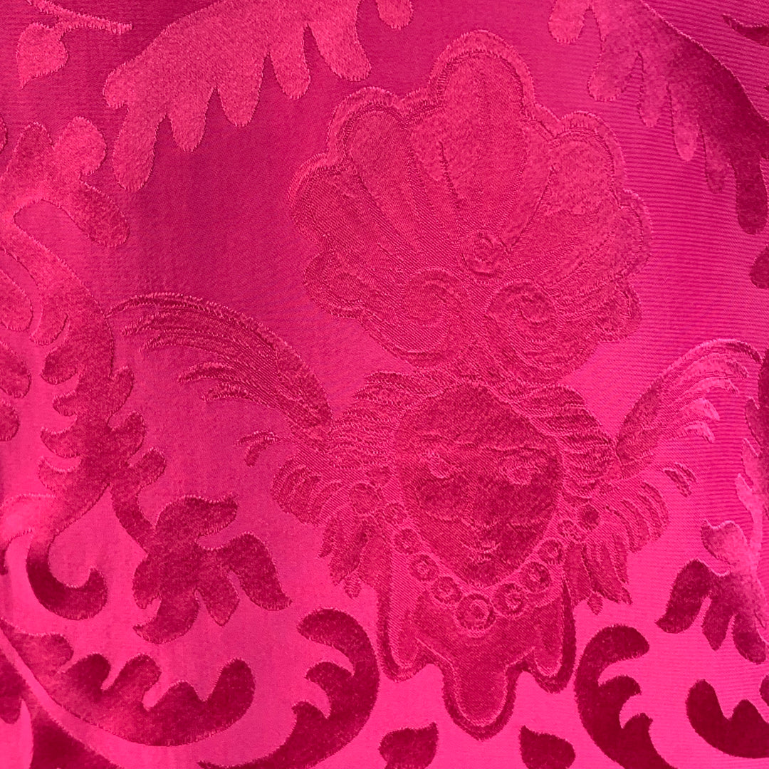 VERSACE Size S Pink Fuchsia Damask Silk Camp Short Sleeve Shirt